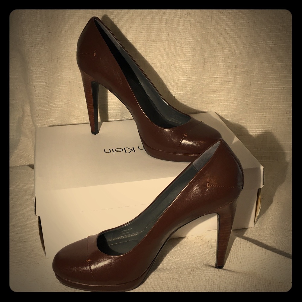 Brown Calvin Klein Leather Heels